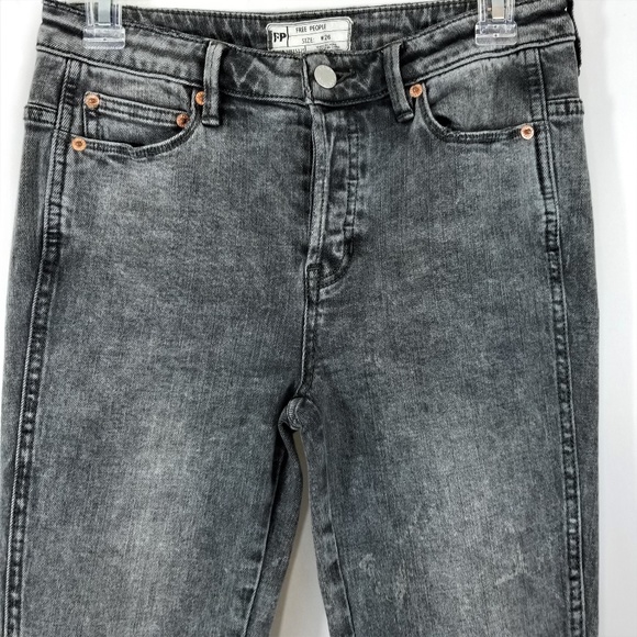 Free People Skinny Ankle Jeans Black Button Fly 26 - Picture 1 of 8